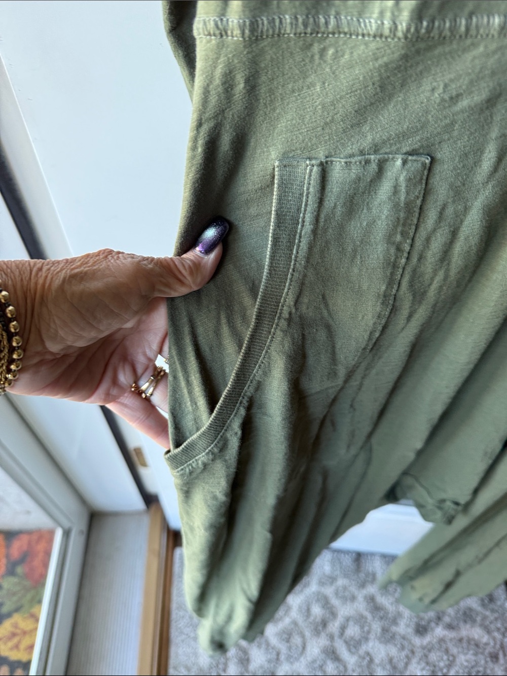 Free People Olive Green V-Neck Long-Sleeve Jumpsuit    JUST BECAUSE ONSIE! - Picture 6 of 12